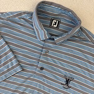 OLD COURSE ST ANDREWS x FOOTJOY Mens Polo Shirt Large Athletic Fit Blue Stretch